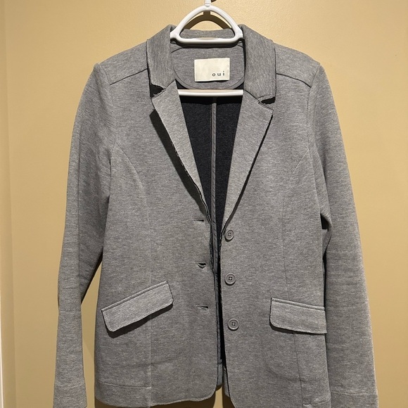 Oui deconstructed gray blazer size 6 mint condition with unfinished seems- EUC! - Picture 5 of 16